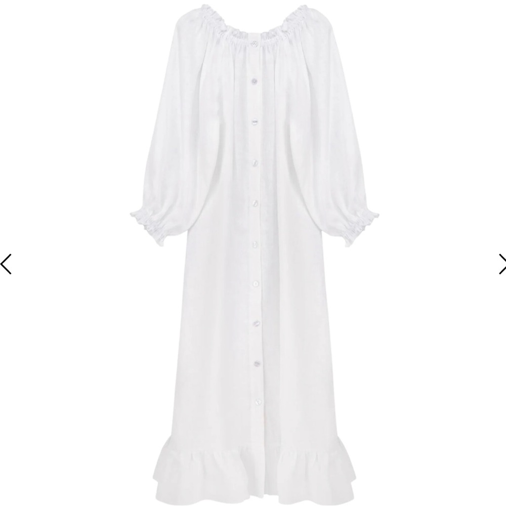 SLEEPER, linen loungewear dress - white OS